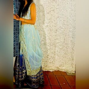 Ombré blue lehenga choli perfect for Indian weddings, sangeet and receptions!